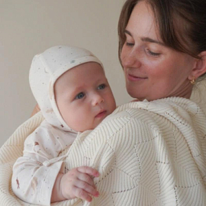 Плед вязаный для новорожденных Кам Кам Копенгаген (Cam Cam Copenhagen), кремовый, 100 х 80 см